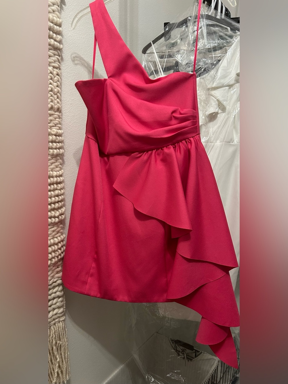 DO+BE Hot Pink Strapless Ruffle Mini Dress